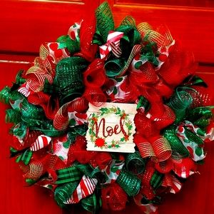 Handmade wreaths 22 inches 1 christmas 1 OSU Buckeyes 50.00 listing price 50.00